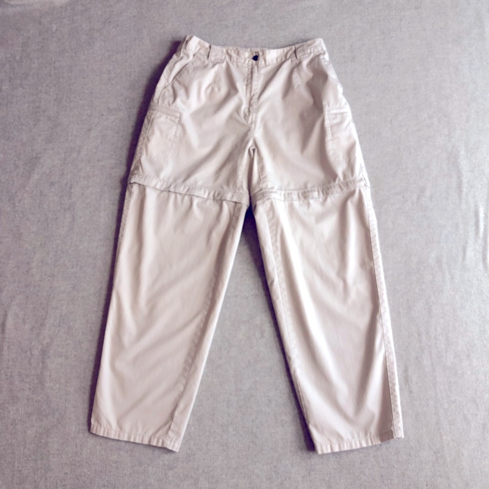 L.L. Bean Zip-Off Convertible Khaki Cotton Hiking Pants to Shorts size 16 Tall